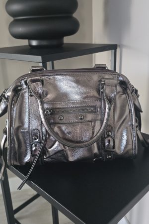 Sac à main métallisé argenté