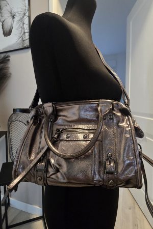 Sac à main métallisé argenté