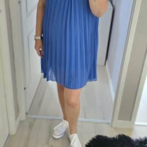 Robe bleue plissée femme