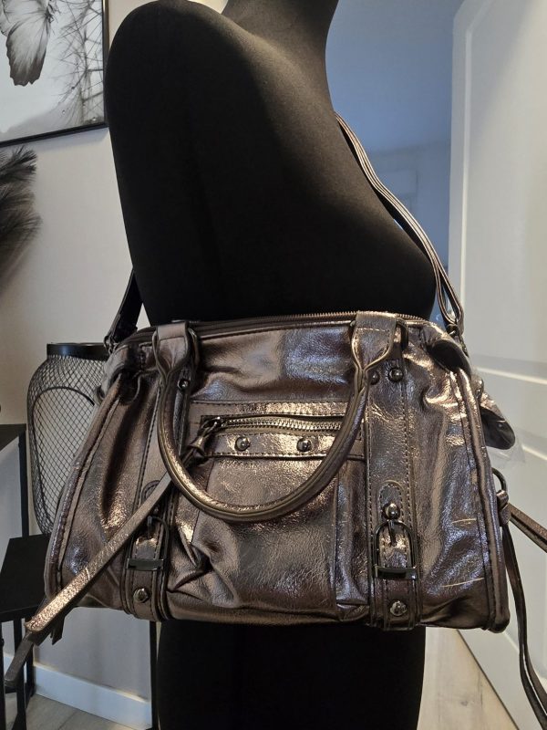 sac à main métallisé argenté
